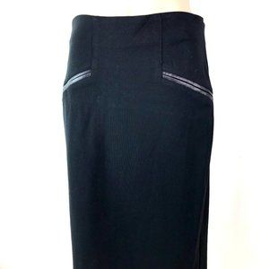 Knee Length Rayon Black Stretchy Pencil Skirt